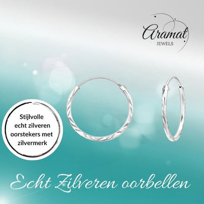 925 Zilveren Bewerkte Oorringen 20x1mm - oor1725 - 15041 - Oorringen kopen# - 1mm - 20mm
