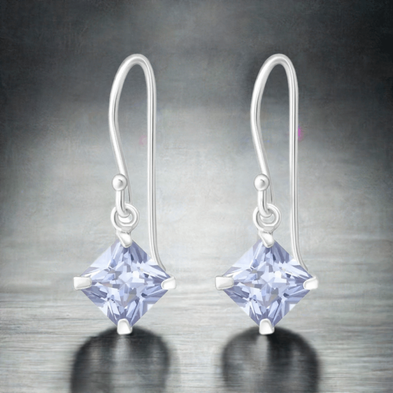 925 Zilveren Oorhangers Lila Zirkonia - Kinder Oorbellen - oor1170 - 1092 - Oorhangers kopen# - 15mm - 925 Zilver - alles