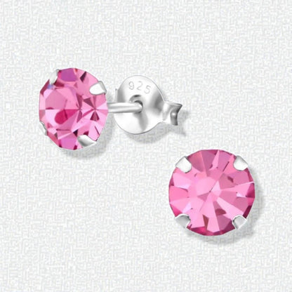 925 zilveren Roze Kristal Oorbellen - Aramat Jewels - Oorbellen - cadeautip