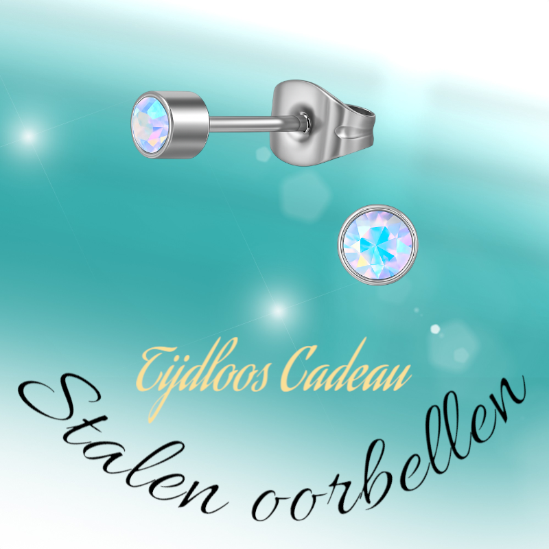 Boucles d'oreilles puces en cristal AB transparentes – 4 mm argent