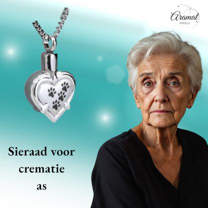 Pendentif empreinte de patte en forme de cœur – Réconfort et souvenir
