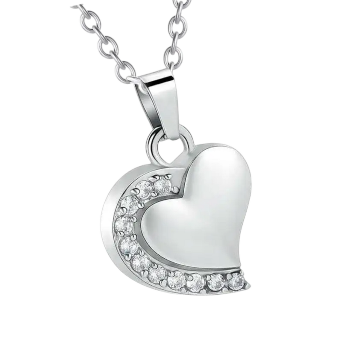 Pendentif cœur en acier avec zircone 24x19mm