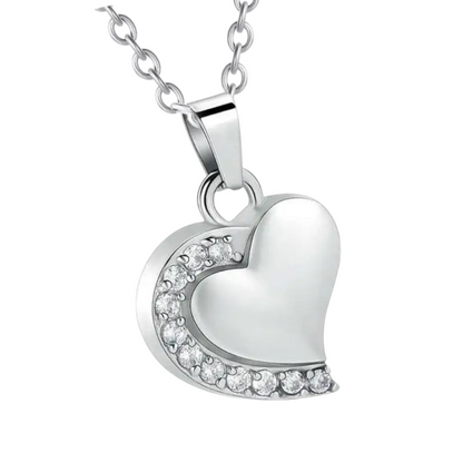 Pendentif cœur en acier avec zircone 24x19mm