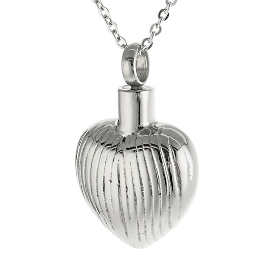 Silver-colored heart pendant – stripes &amp; memory