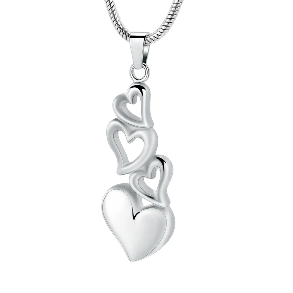 Four hearts pendant – symbolic mourning jewelry steel