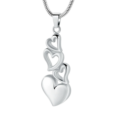 Four hearts pendant – symbolic mourning jewelry steel