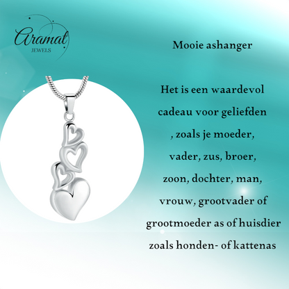 Four hearts pendant – symbolic mourning jewelry steel