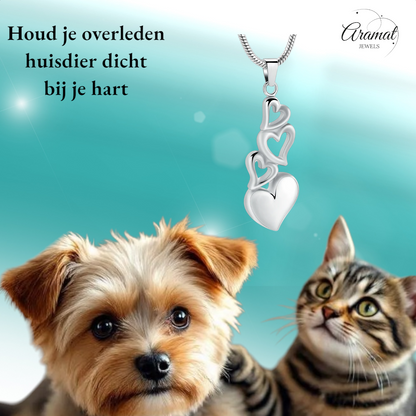 Four hearts pendant – symbolic mourning jewelry steel