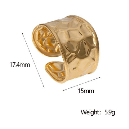 Brede Verstelbare Damesring met Geometrisch Design - 15mm RVS