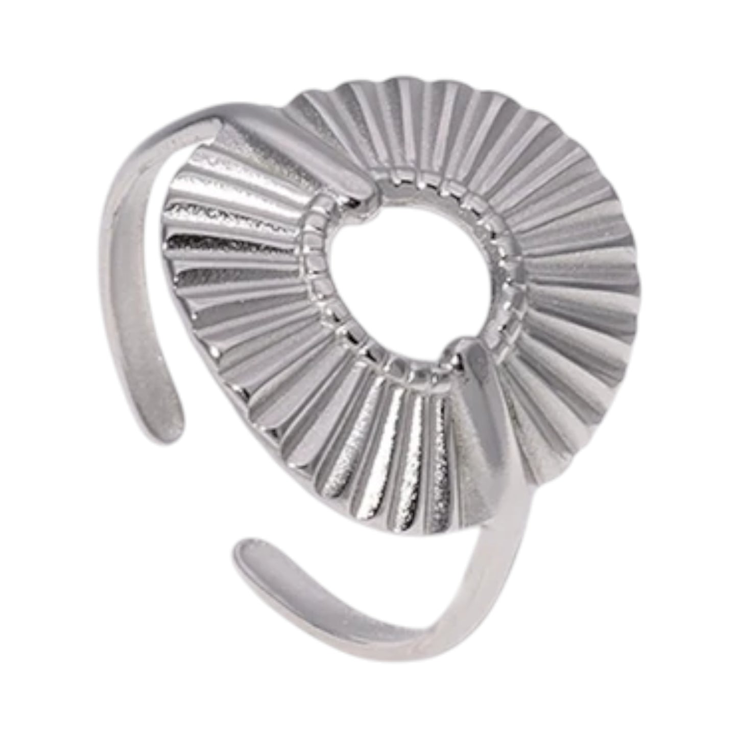 Brede One Size Ring RVS met Cirkel en Lijnenspel (18 mm)