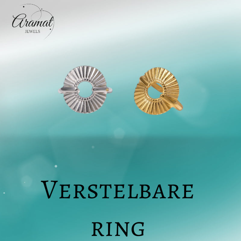 Brede One Size Ring RVS met Cirkel en Lijnenspel (18 mm)