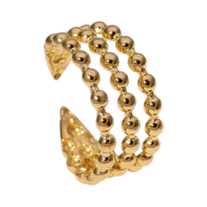 Open Ring RVS met Drie Bolletjeslijnen (10 mm)