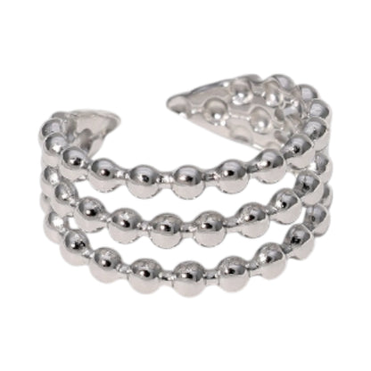 Open Ring RVS met Drie Bolletjeslijnen (10 mm)