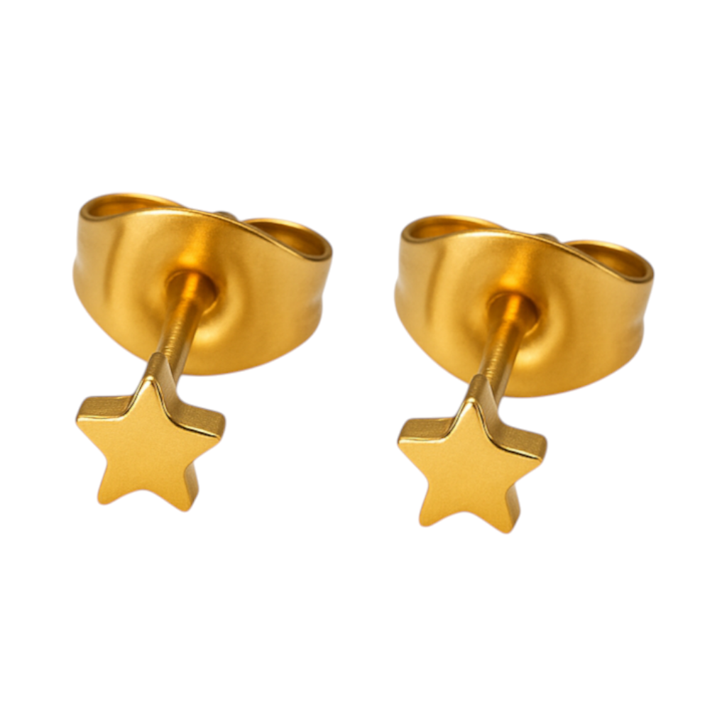 Mini star stud earrings gold color steel – 3mm