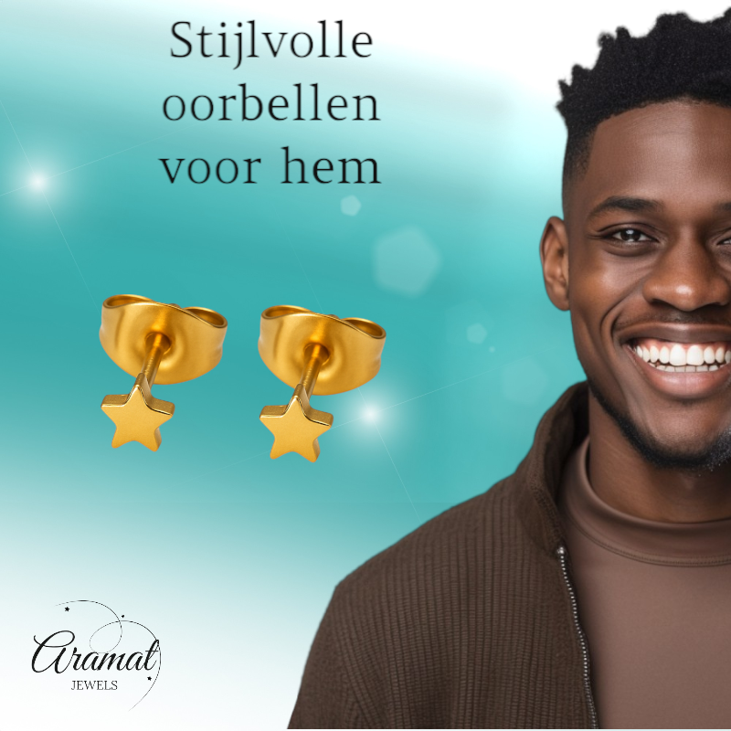 Mini star stud earrings gold color steel – 3mm