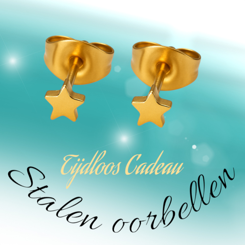 Mini star stud earrings gold color steel – 3mm