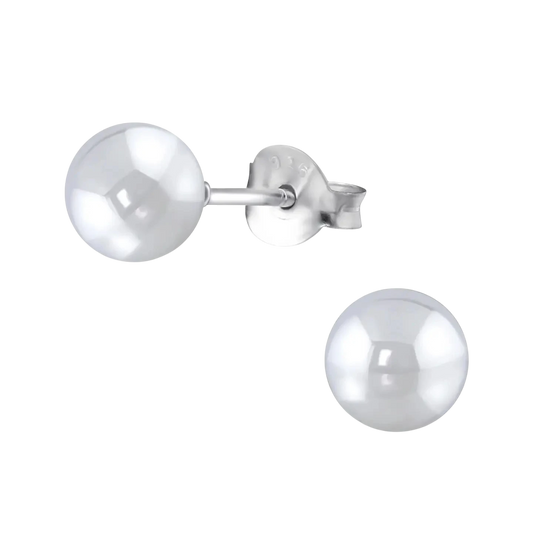 Earrings – Silver Pearl Light Gray (6mm) 