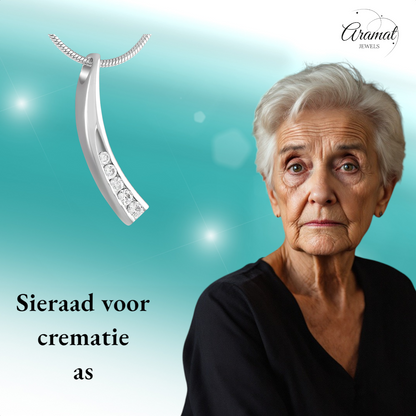 Pendentif funéraire élégant et incurvé avec zircone – acier