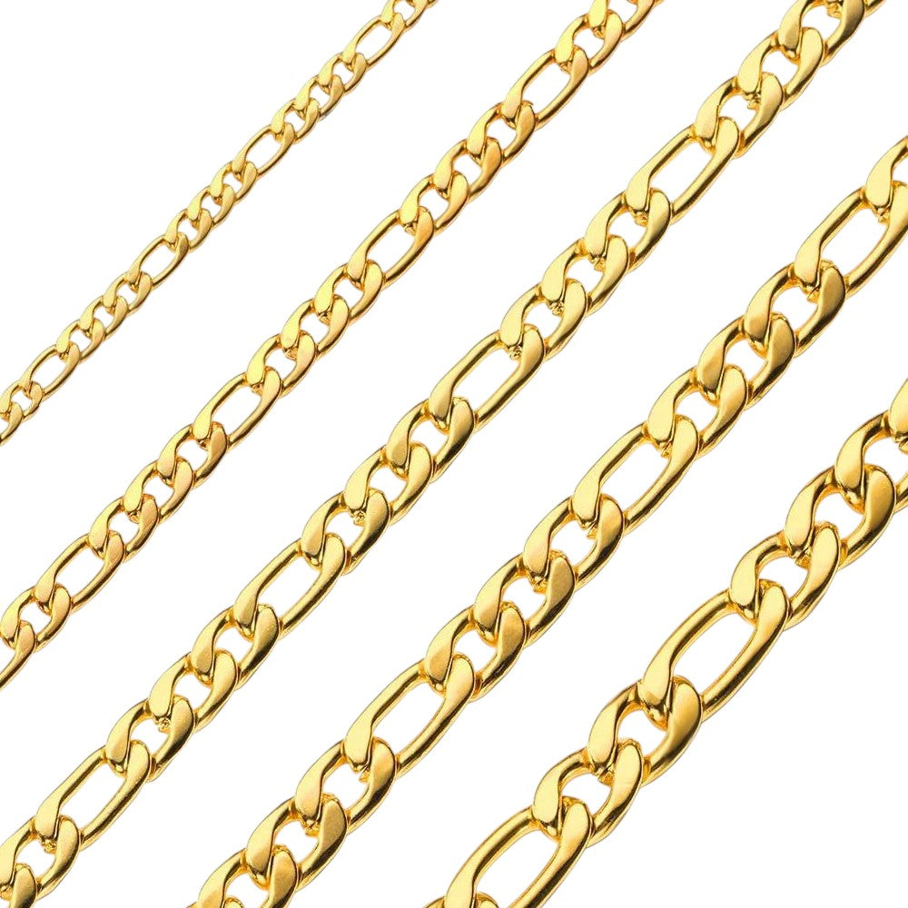 Stainless Steel Figaro Chain Gold Color 50-60cm - Classic Link Chain