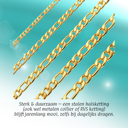 Stainless Steel Figaro Chain Gold Color 50-60cm - Classic Link Chain