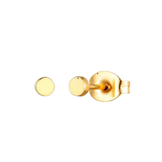 Gold-colored round stud earrings stainless steel 3mm