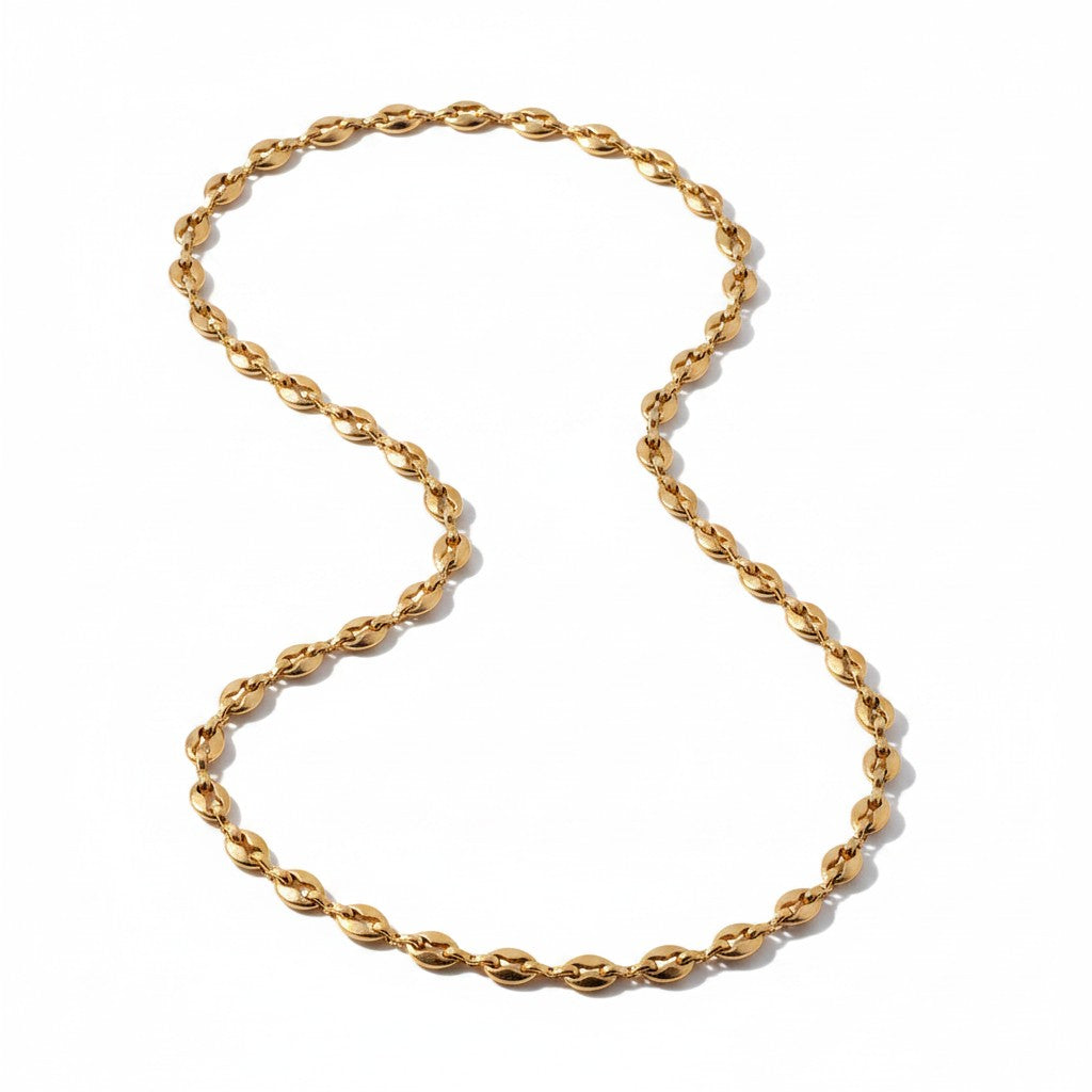 Goudkleurige Stalen Koffieboon Ketting – Unisex Schakelketting 4,5mm