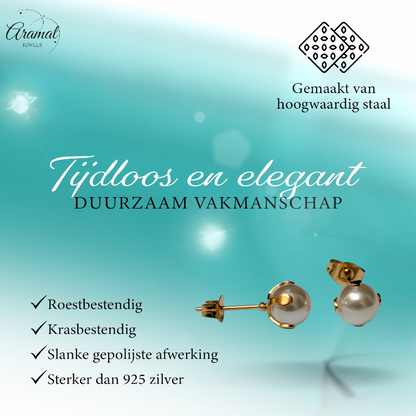 Boucles d'oreilles en acier doré et perles de 7 mm