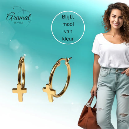 Boucles d'oreilles créoles en acier doré