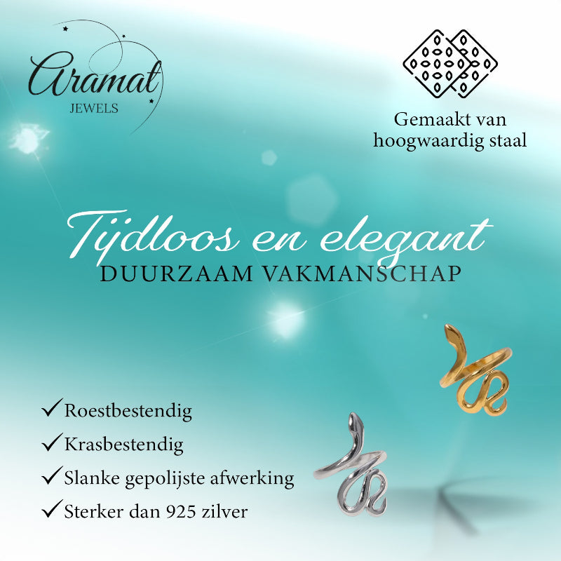 Grote Verstelbare Slangenring van RVS - 28mm Statement Ring