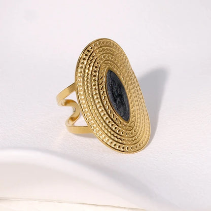 Grote Verstelbare RVS Ring Ovaal met Emaille - 28 mm
