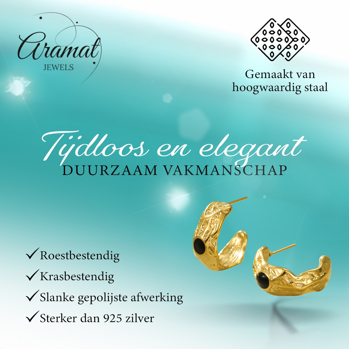 Goudkleurige Halve Oorringen Emaille Cirkel 25x10mm