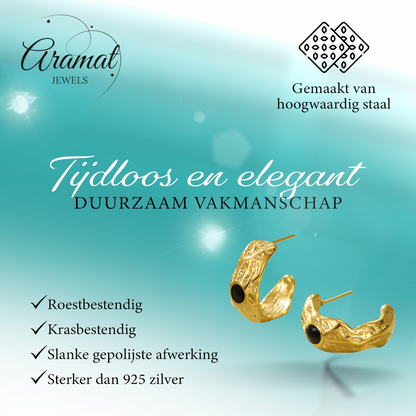 Goudkleurige Halve Oorringen Emaille Cirkel 25x10mm