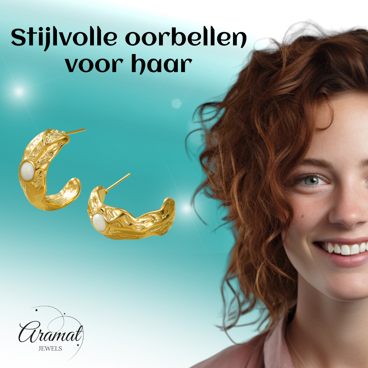 Goudkleurige Halve Oorringen Emaille Cirkel 25x10mm