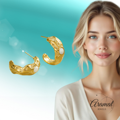 Goudkleurige Halve Oorringen Emaille Cirkel 25x10mm