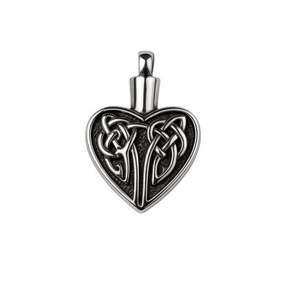 Celtic ash heart steel with black Celtic knot