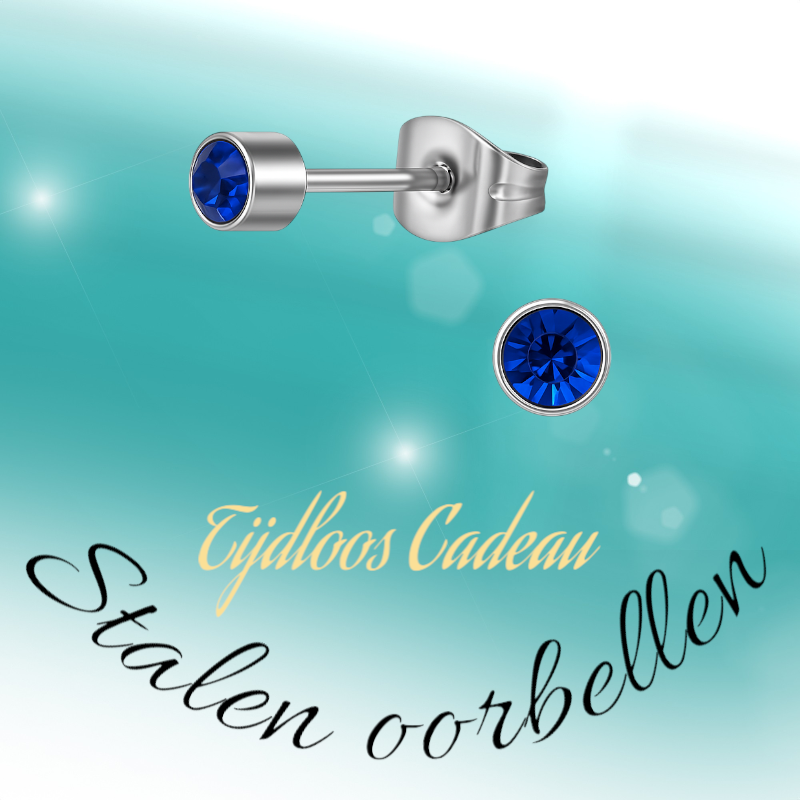 Royal blue crystal stud earrings – 4mm silver