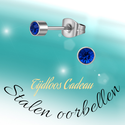 Royal blue crystal stud earrings – 4mm silver