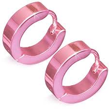 Boucles d'oreilles – Acier inoxydable rose brillant (14 mm)