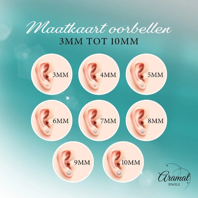 Oorsteker Maatkaart oorbellen van merk Aramat Jewels