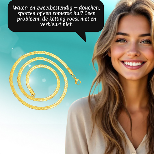 Flat Snake Chain in Gold-Colored Steel