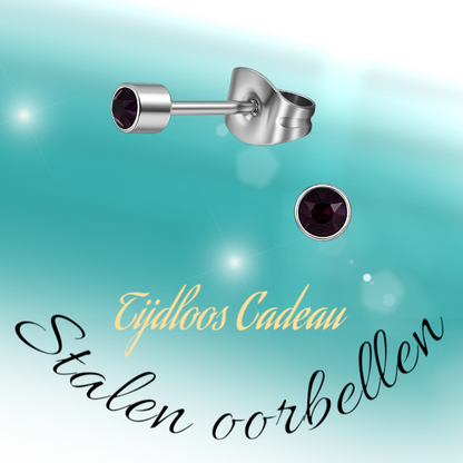 Boucles d'oreilles puces en cristal violet mini – 3 mm élégantes