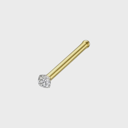 Gold-Colored Nose Piercing Transparent Zirconia – Straight Bar 1.5mm 2mm 2.5mm 3mm