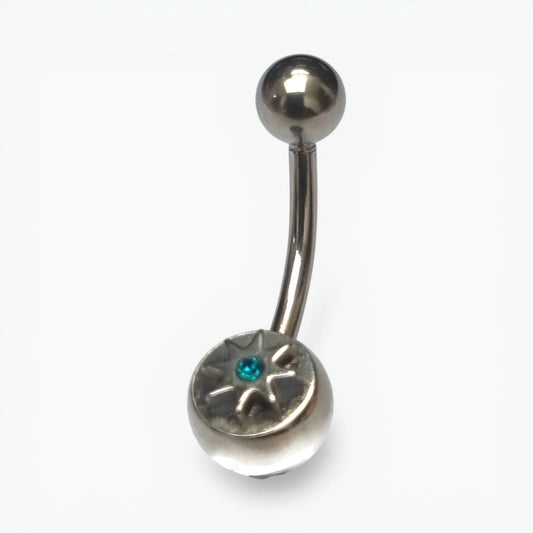 Sea Blue Navel Piercing with Star - Stylish Accessory