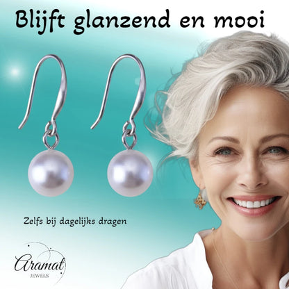 Boucles d'oreilles en acier avec perle blanche de 8 mm 