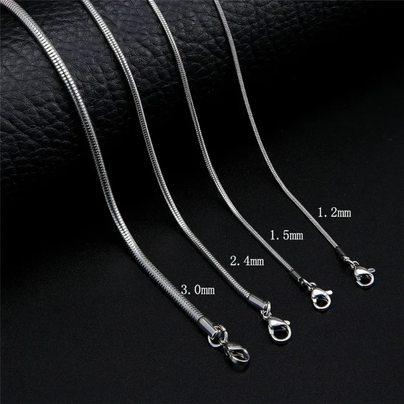 Stainless Steel Snake Chain Silver Color 45-60cm - Flexible Link Chain Women
