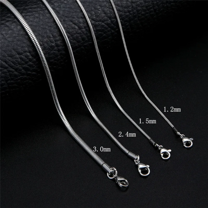 Stainless Steel Snake Chain Silver Color 45-60cm - Flexible Link Chain Women