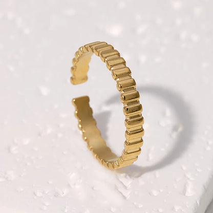 Verstelbare RVS Ring met Blokjes Motief - 3mm Breed