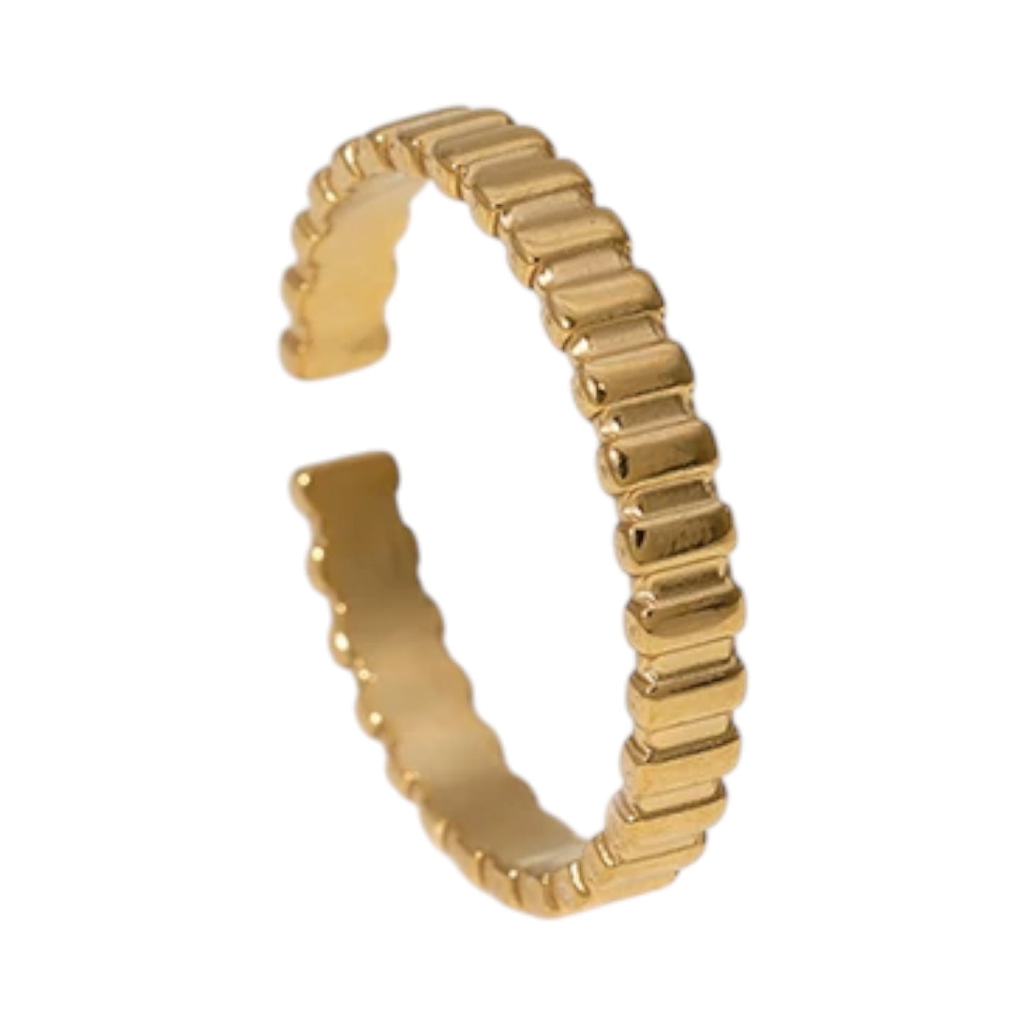 Verstelbare RVS Ring met Blokjes Motief - 3mm Breed