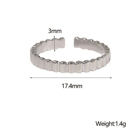 Verstelbare RVS Ring met Blokjes Motief - 3mm Breed