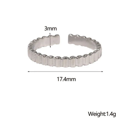 Verstelbare RVS Ring met Blokjes Motief - 3mm Breed